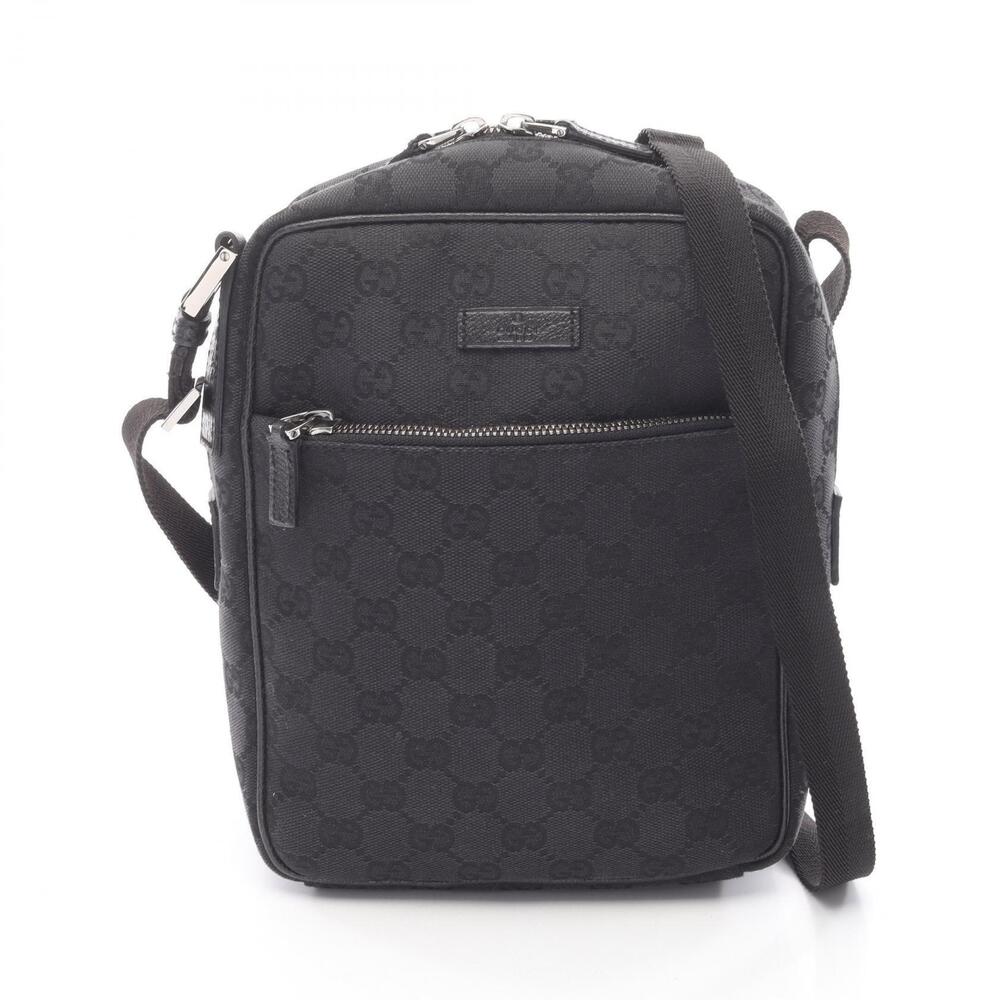 Gucci GG Canvas Shoulder Bag Leather Black